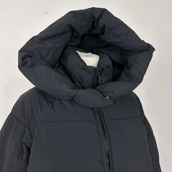 ZARA TRF Extra Long Black Puffer Coat Hooded Maxi Down Jacket S Water Repellent - Picture 12 of 16